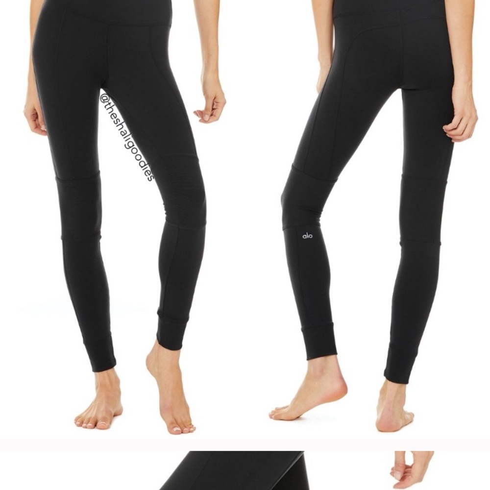 NWT ALO YOGA AIRLIFT AVENUE BLACK HIGH WAISTED MOTO LEGGINGS S XS - Picture 11 of 13